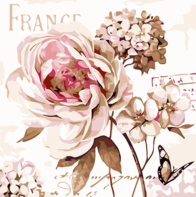 Customized DIY Kit Paint By Numbers Flowers Oil Painting Art