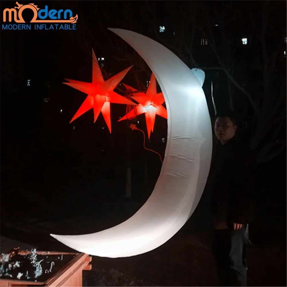 Muslin Holiday Ramadan Lighting Inflatable Moon Star Balloon