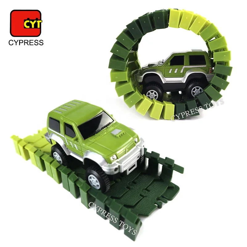 DIY Bending Flexible Railways Dinosaur Toy Set Race Track With Electric Car