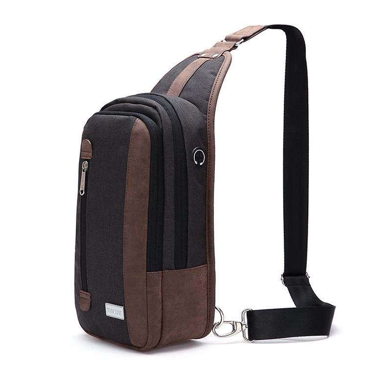 TINYAT Quanzhou Factory Classic Packable Shoulder Backpack Sling Nylon Brown Chest Bag Men
