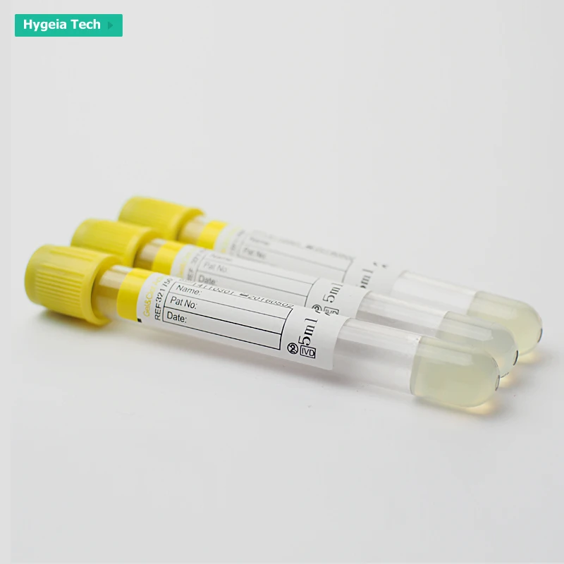 Желтая пробирка с гелем для забора крови пэт