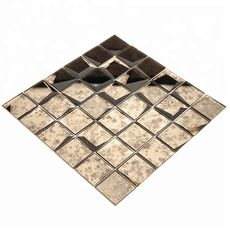China Wholesale Market Agent decorative  3d waterjet glass mosaic antique mirror glass tile