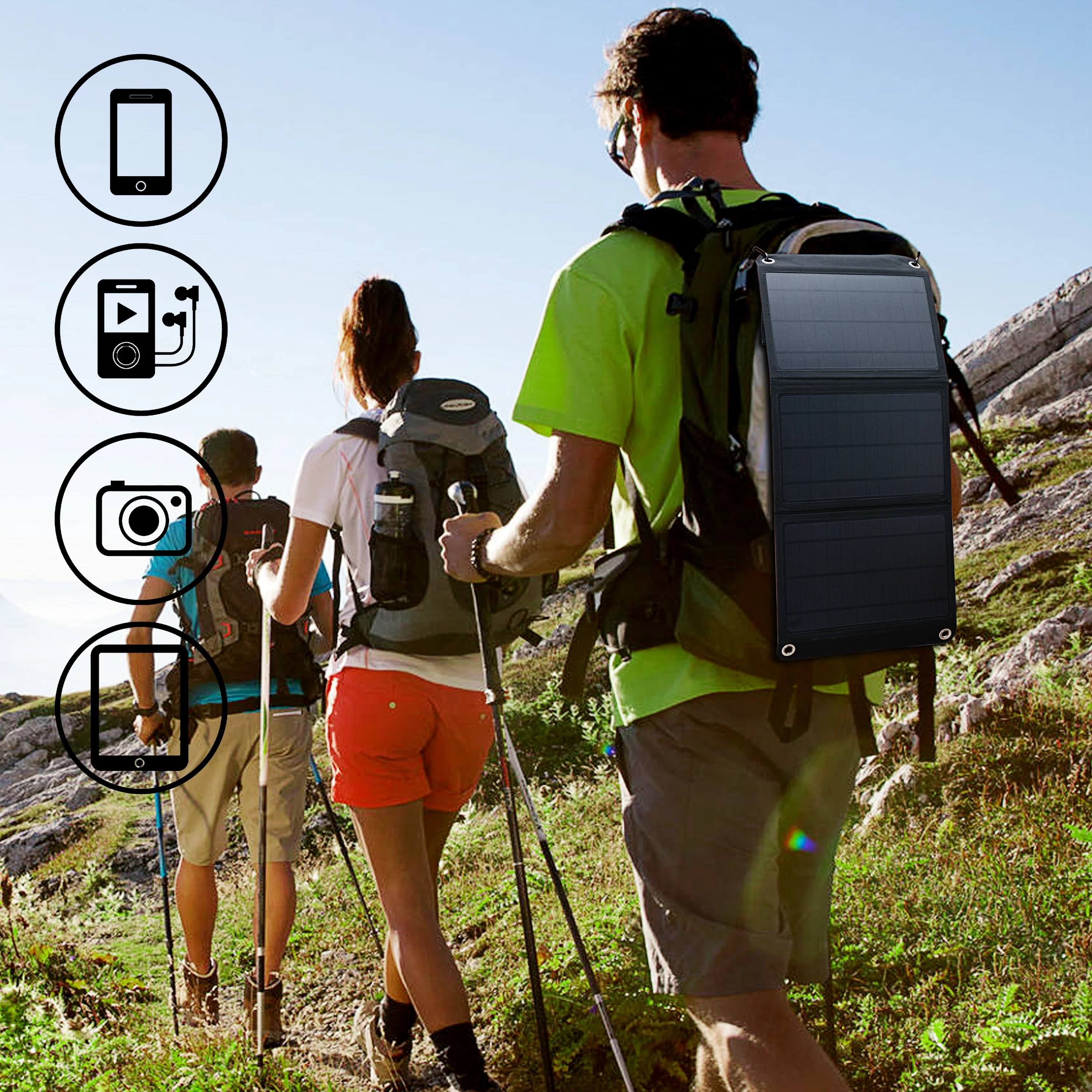 Folding solar panel 21W solar mobile phone chargers dual USB tablet charger for cell phone powerbanks backpacks