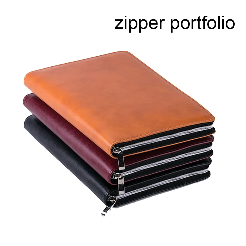
Customized A4 A5 PU leather loose leaf Organizer zipper portfolio 4 3 Ring Binder file folder LOGO embossed document portfolio 