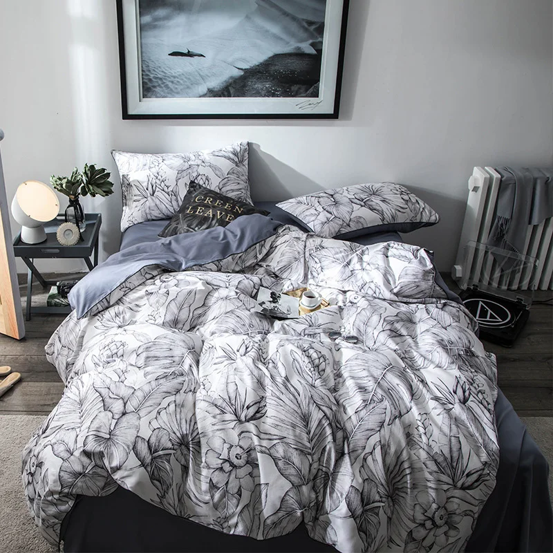 60S combed 100% egyptian cotton home bedding 3d digital print queen size bedding set