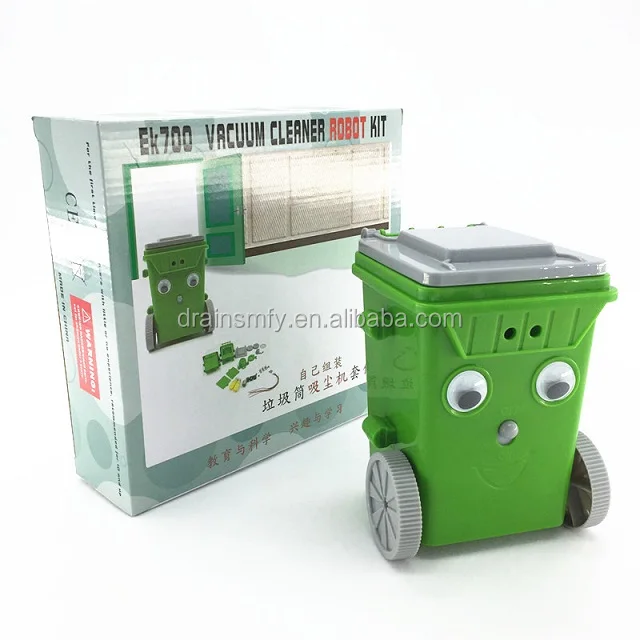 Self assembly kids education DIY rubbish bin robot kit, robot learning kit
