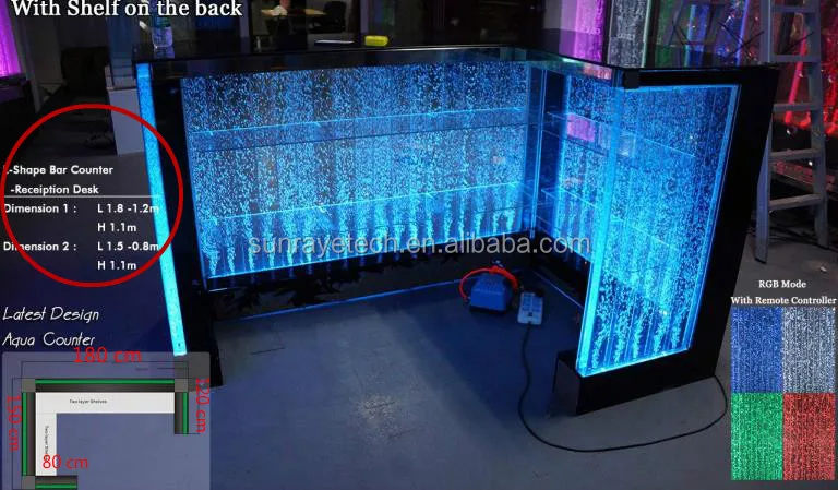 
Fashionable customized color-changing LED bubble feature bar counter acrylic counter for office store KTV restaurant Bar Club 