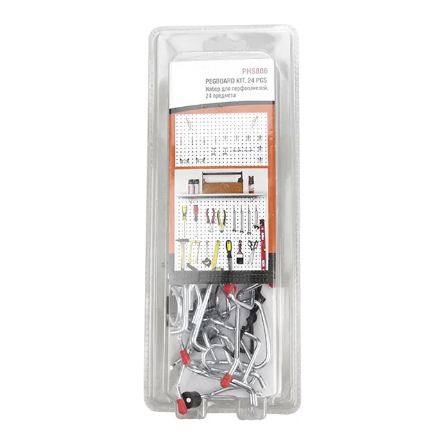24PC assorted metal hook pegboard hooks kit for garage storage