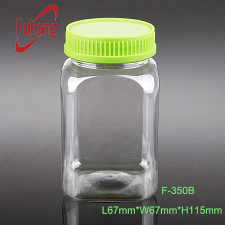 350ml PET square shape plastic jars,clear plastic container,wholesale transparent PET plastic bottle