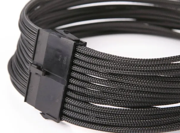 Высокое качество рукавами 24 контактный ATX PC кабель питания