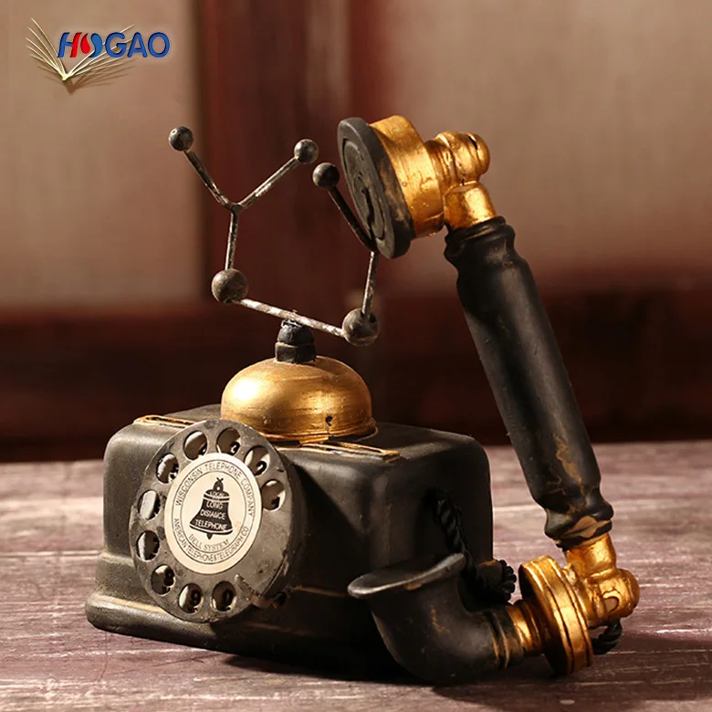 Wholesale American home loft coffee living room window decoration polyresin craft nativity figurines vintage resin phone model