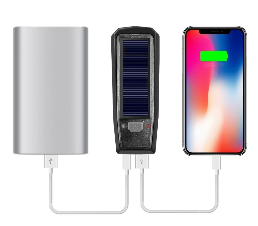 2-in-1 Bike Bicycle Horn + Headlight Front Light with Sensor Switch - Solar Power/USB Charging