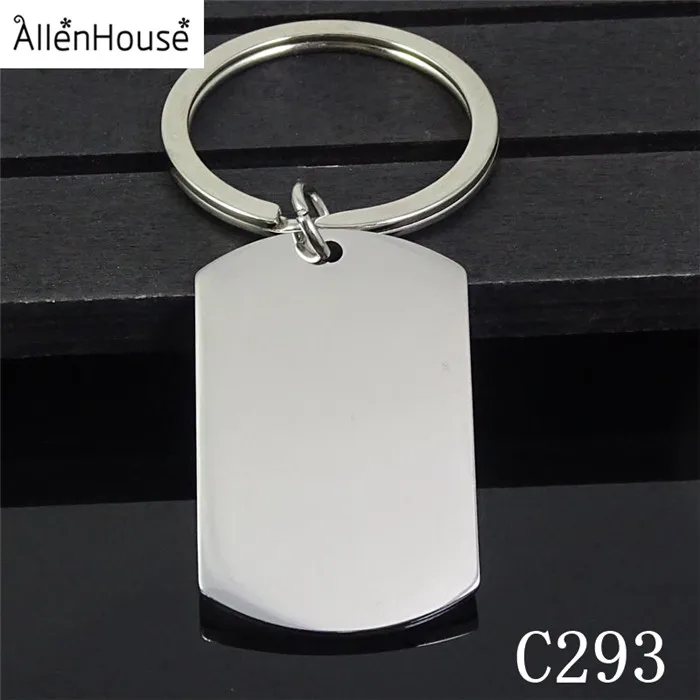 Promotional 40x25mm stainless steel Blank rectangle square Sublimation engrave printing logo ID dog tag Keychain keyring