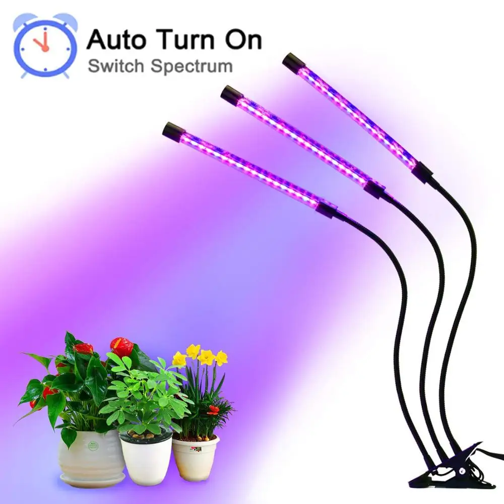 Led Grow Lights for Indoor Plants,27W Timing Plant Grow Lamp with Red/Blue Spectrum,3 Head Control Individually Plant Grow Bulbs