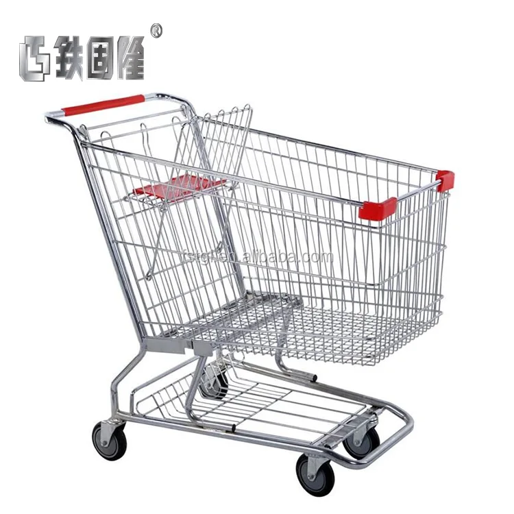 OEM Supermarket Stainless Steel Wire Mesh Containers Trolley Basket