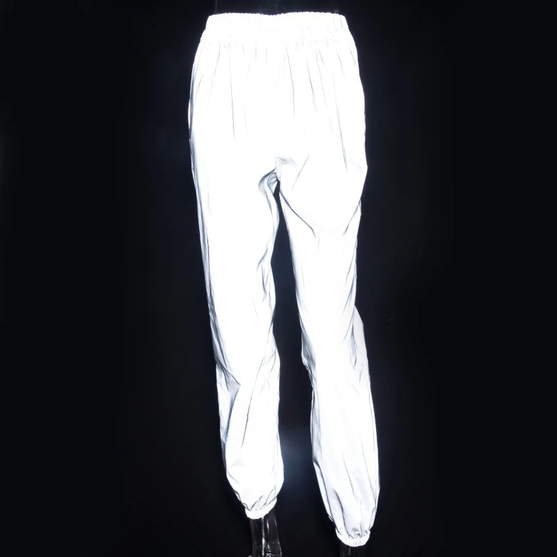 
Custom unisex high waist reflective trousers bf wind loose basketball hip-hop hip hop hips reflective joggers 