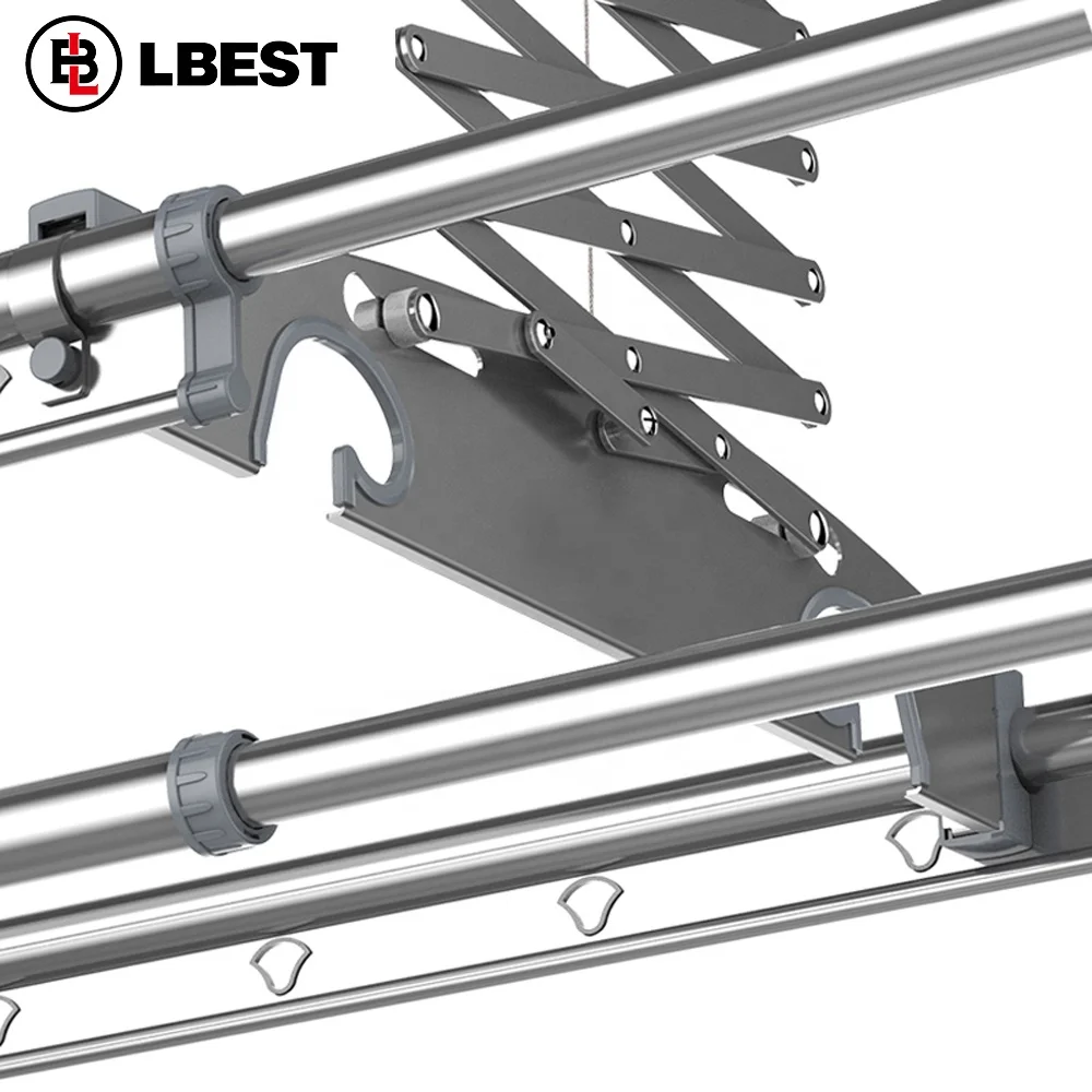 Remote control retractable hanging clothes rack dryer with lighting