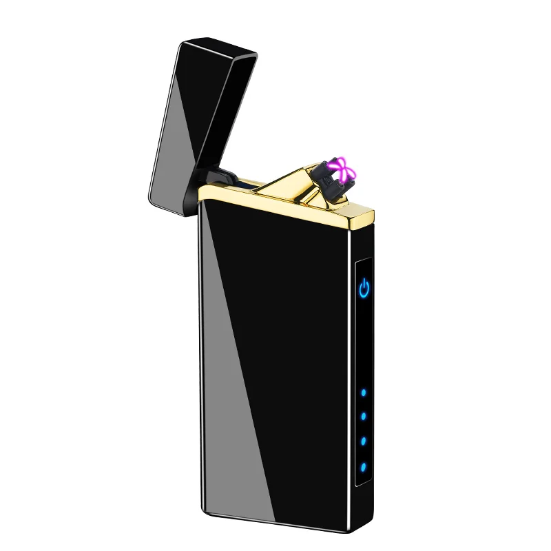 
creative windproof fingerprint dual arc usb lighter with electric quantity showed custom lighter wholesale electric lighter 