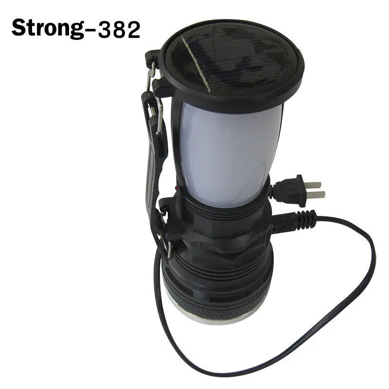 Big power 3W COB mirror handle torch flashlights with AC rechargeable and solar power for emergency