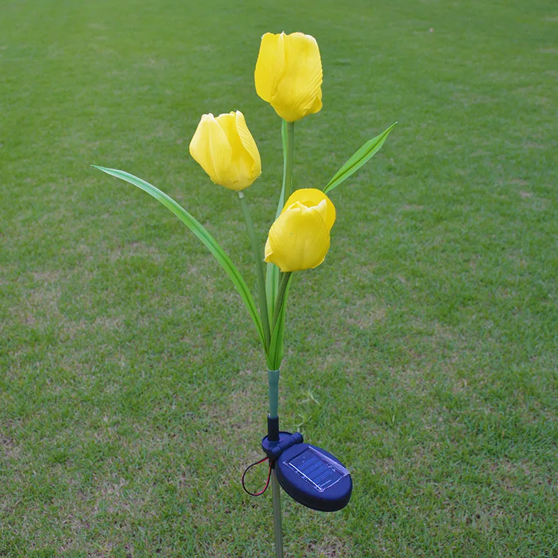 Fashion solar powered led solar garden lights flower tulip flower solar lights