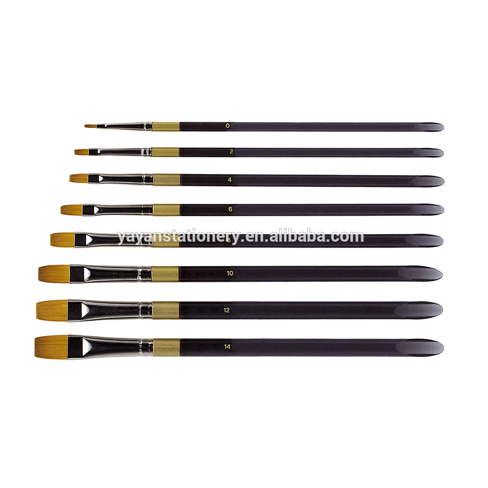 Fine Acrylic Flat Art Supplies Painting Brush Set Nylon Hair Brush Size with Private Label
