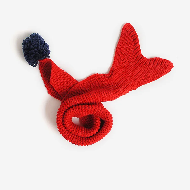 wholesale children scarves cute fishtail shape knitting pattern winter custom baby knitted scarf shawl