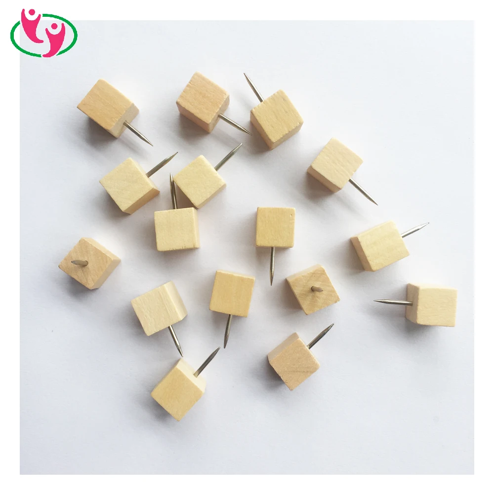 Quality Square Cube Shape Wooden Map Push Pin