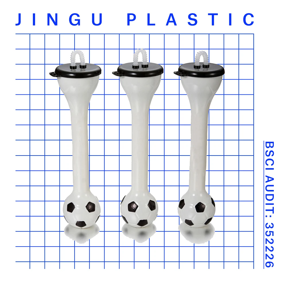 
Plastic slush drinking yard cups with straw & lids 