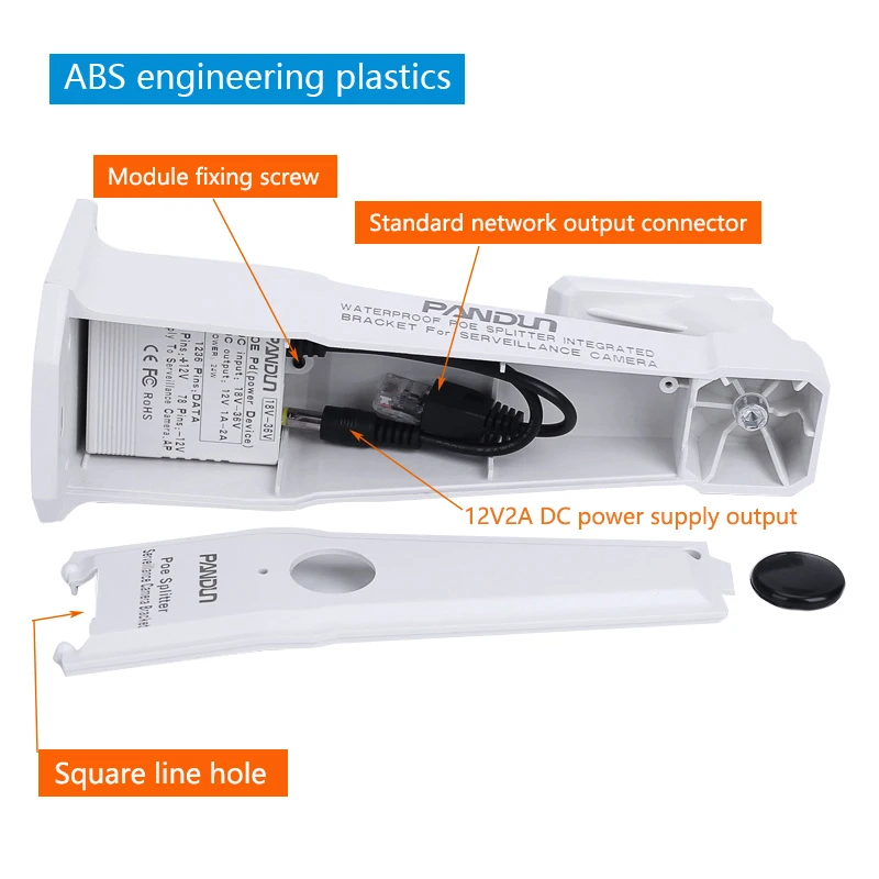 CCTV Camera POE Splitter power supply and waterproof box no-standard24V outdoor camera Bracket  for Ceiling or Wall Mounting