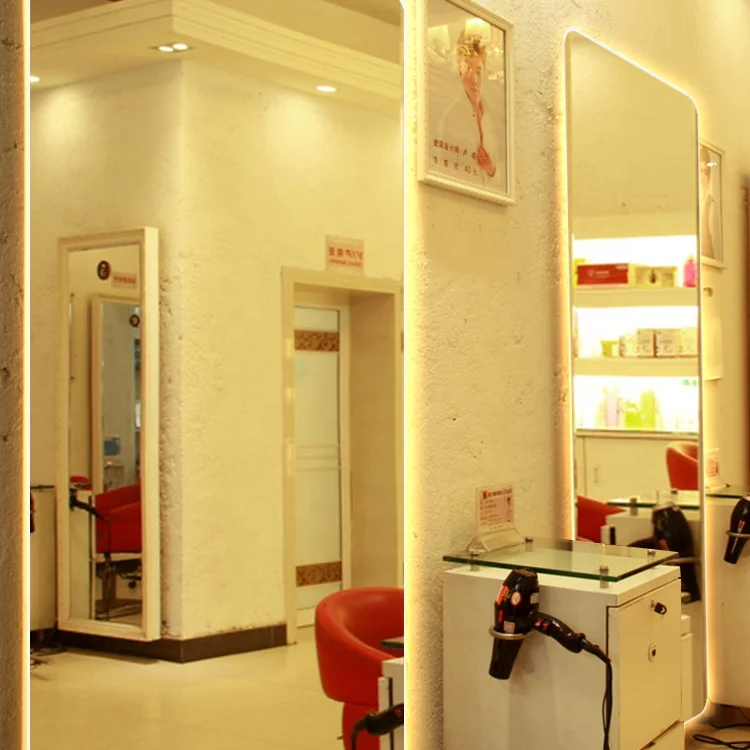 Wholesale Hair Salon Barber Shop Touch Screen Full Length Wall Mirror With LED Lights mirror decor wall