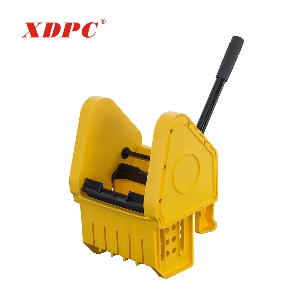 Commercial cleaning polypropylene pp plastic yellow mop squeezer basket bucket trolley cart with wringer
