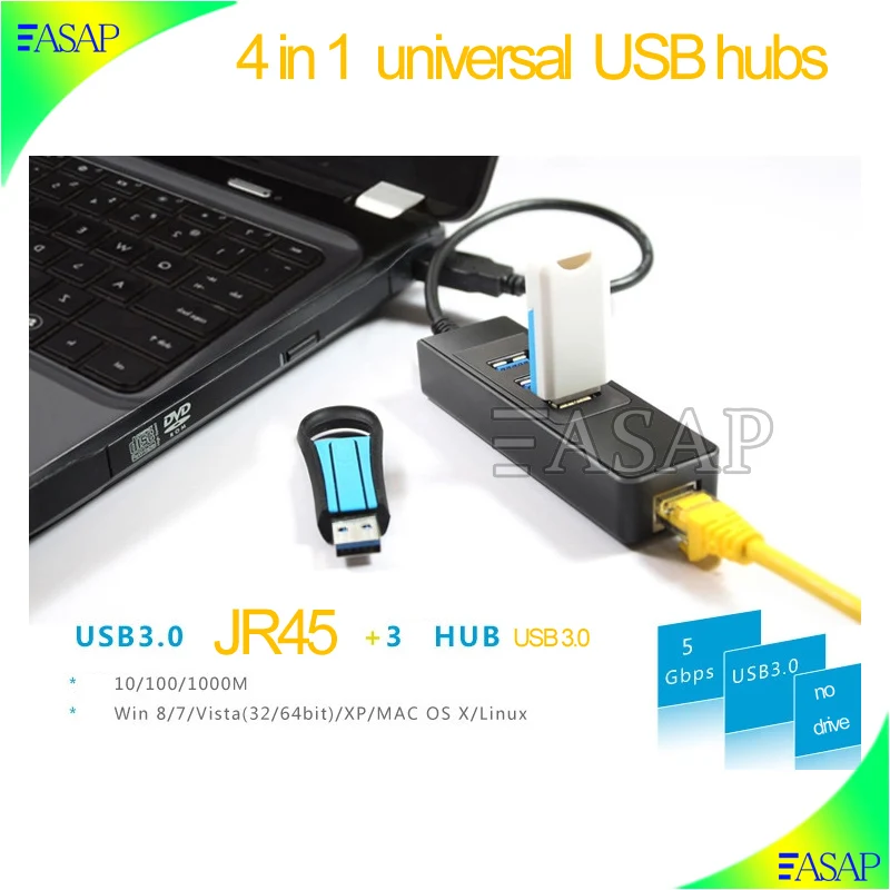 Универсальный Интерфейс Superspeed Usb 3 порта USB 3.0 Hub 3 Порта USB3.0 Hub с RJ45