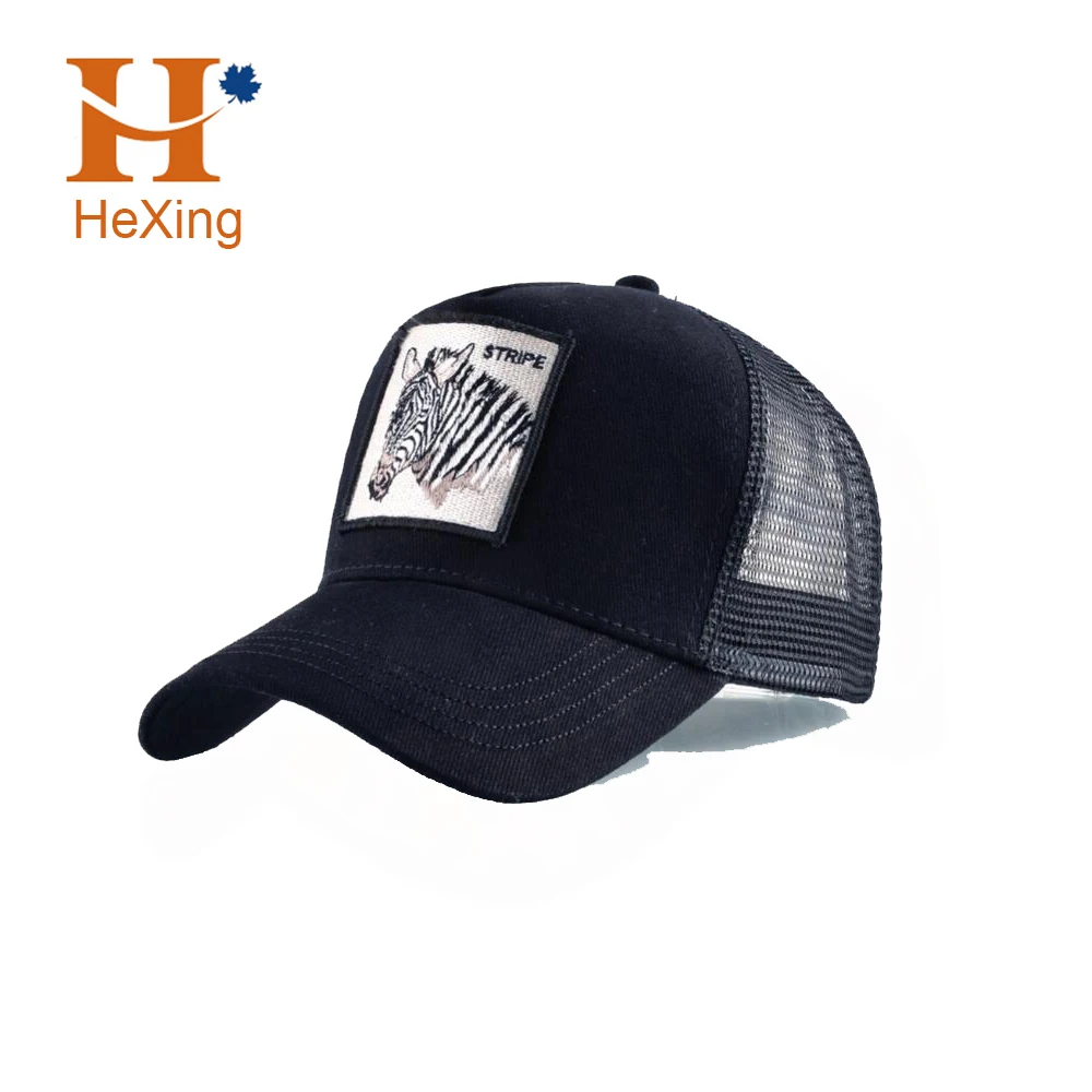 Получите бесплатный образец оптовая продажа классические спортивные нашивки с вышивкой животных 5 панелей сетчатая Кепка-тракер