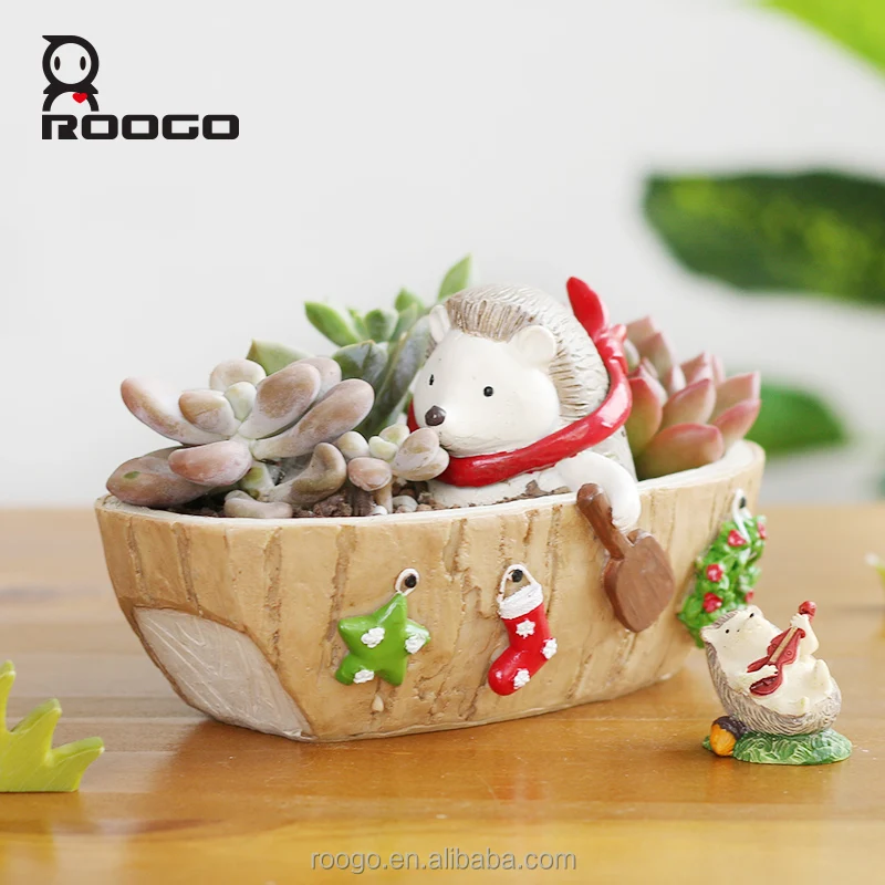 Рождественский подарок Roogo из смолы, цветочные горшки с ежиком