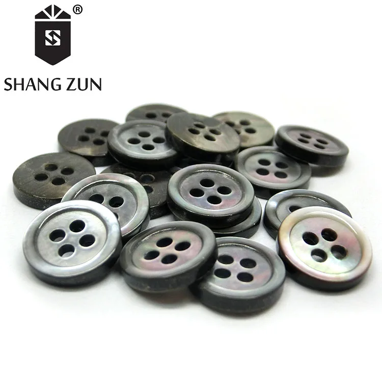 
Manufacturers stock natural black mother of pearl shell four holes button high-grade suit shirt cardigan shell button 