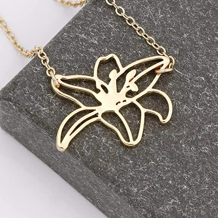 
Origami Lily Flower Pendant Necklace a Symbols of Youth and Rebirth for Women 