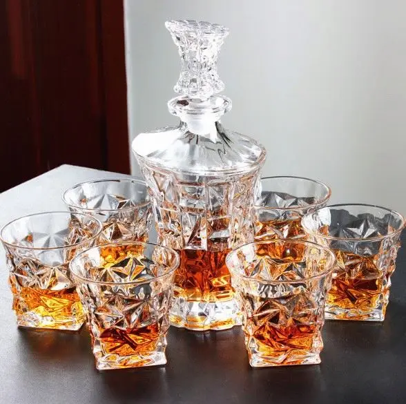 
Diamond Cut Whiskey Glasses Set of Clarity Glassware decanter for Liquor with glass set 