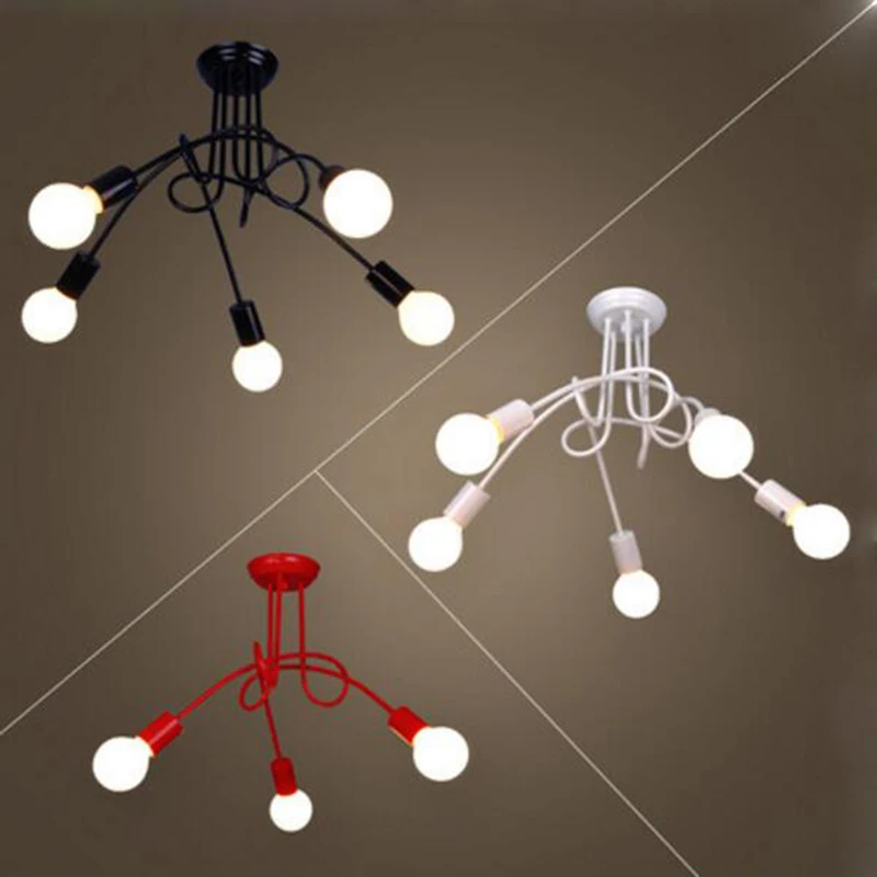 multi color Irregular bend pipe iron surface mounted ceiling light fixture for kids room,corridor,restaurant