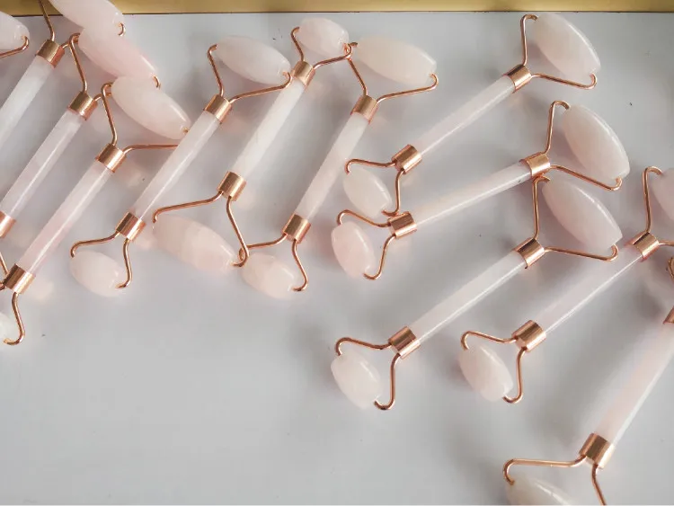 Factory Price Handmade Skincare Tool noise free natural welded rose quartz facial jade roller