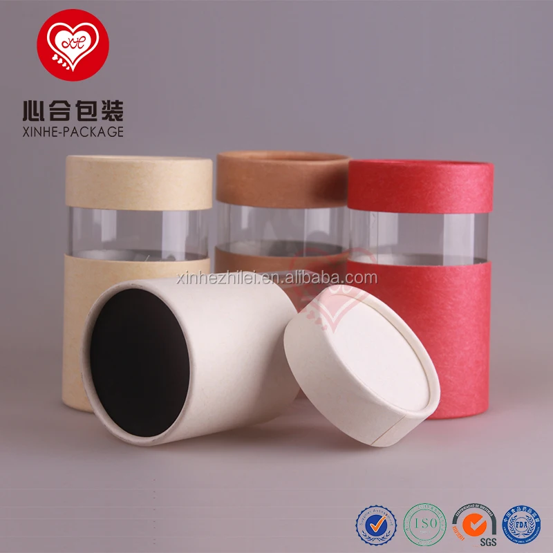 
Custom Design Food Grade Coffee packaging Tea packaging PVC with window Aluminum foil round box cylinder box paper tube 