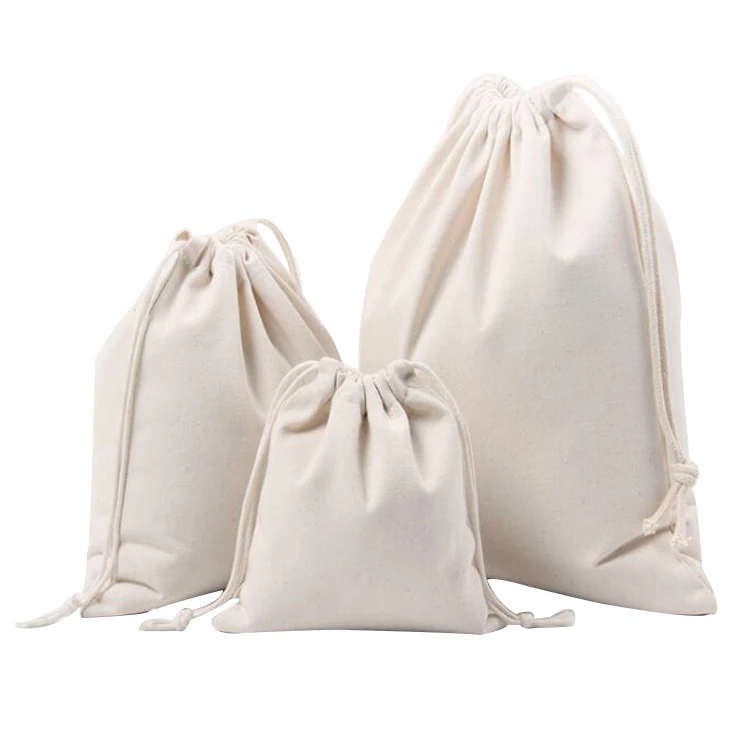 Factory cheap price nice design custom promotional recycled portable white 100% cotton drawstring durable cotton dust bag 01