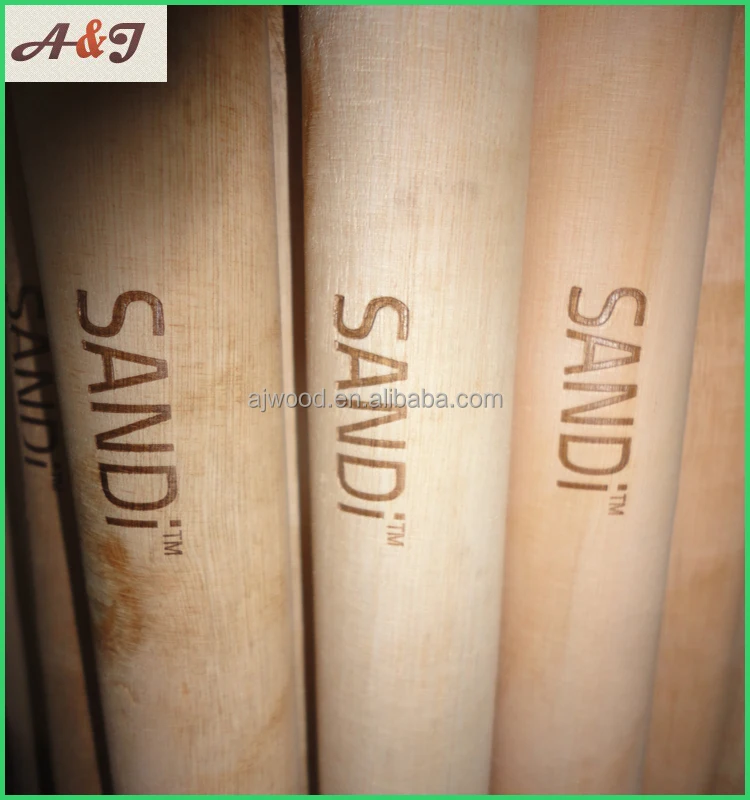 Hot-stamping logo on natural wooden handle/wooden stick/wooden pole