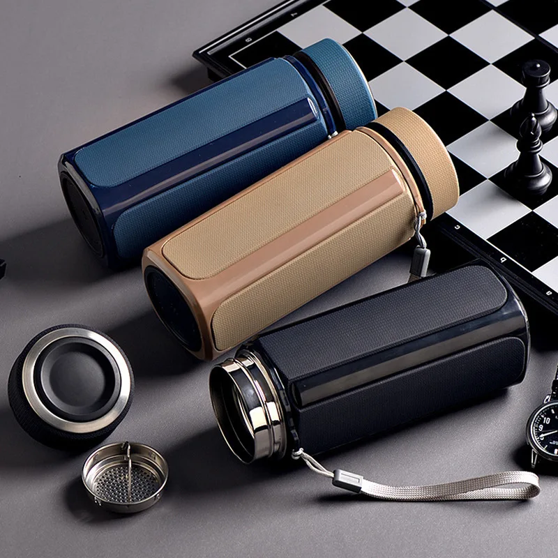 Квадратный вакуумный термос из нержавеющей стали с фиолетовым песочным вкладышем