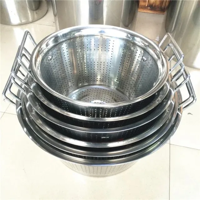 Round Hole Strainders Stainless Steel Colanders with Long Handle