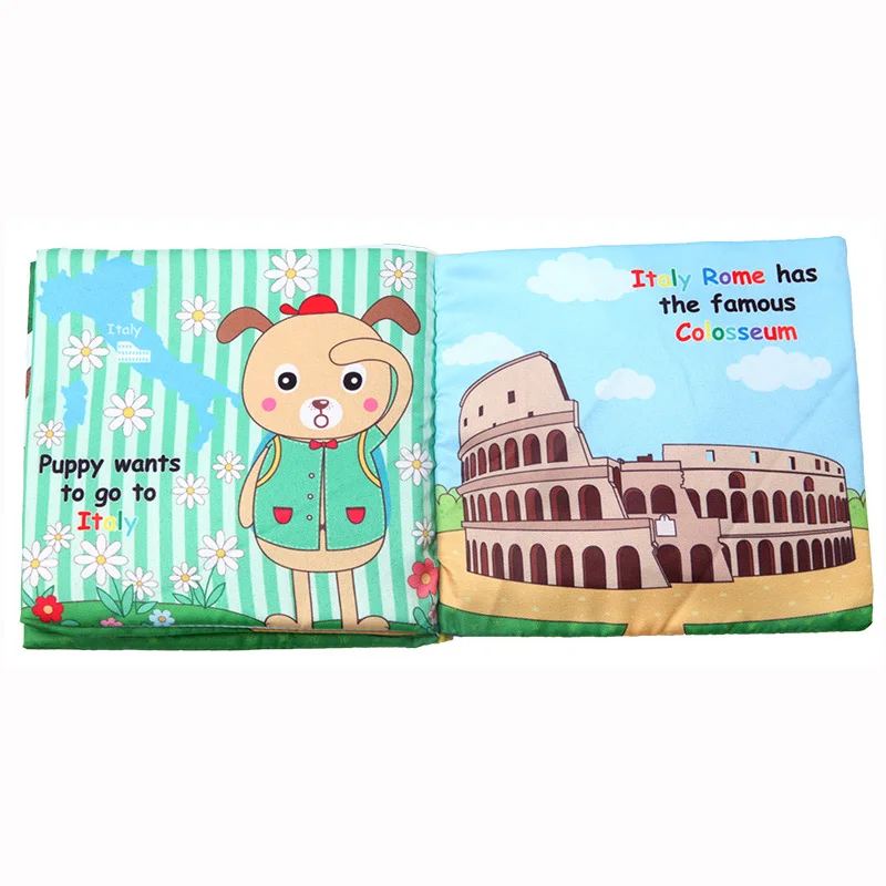 Puppy travelling diary soft fabric cloth books baby educational toy