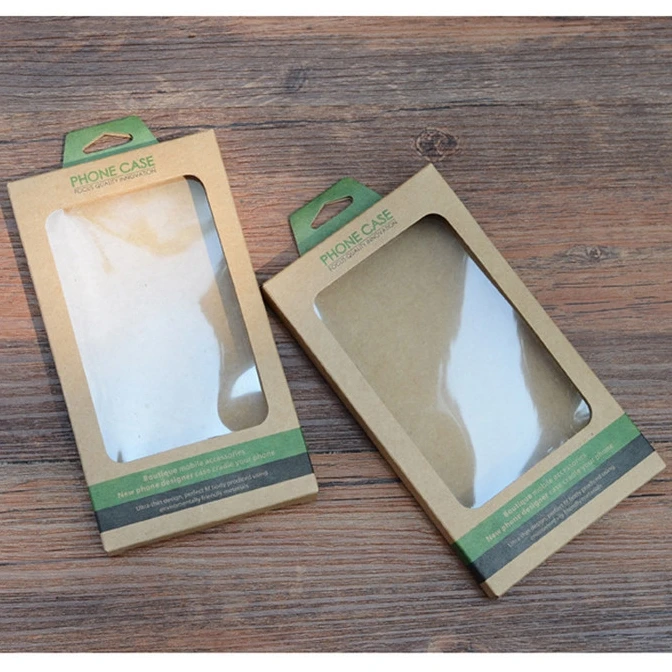 Biodegradable kraft paper packaging box for phone cases Custom design printed retail package for phone case