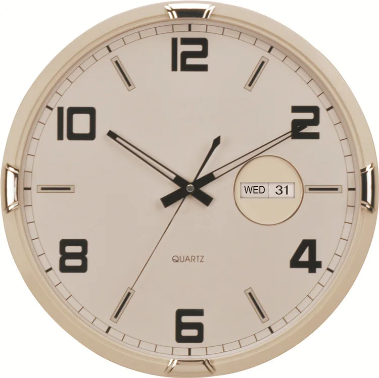 quality calendar wall clock plastic wall clocks with date and day