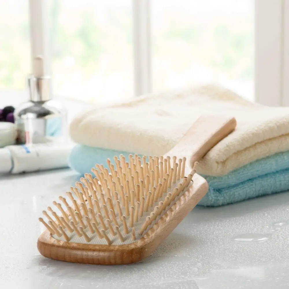 Natural Wooden Square Hair Beauty Brush and Comb