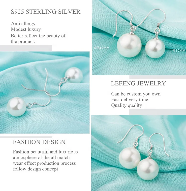 Classic Design Hypoallergenic 925 Sterling Silver Elegant Korean Imitation Pearl Dangle Jewelry Women Pearl Wedding Drop Earings