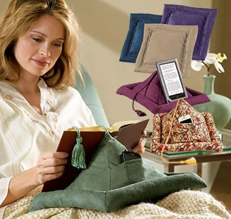 multi-functional pyramid shape viewing watching tv book phone holder cushion